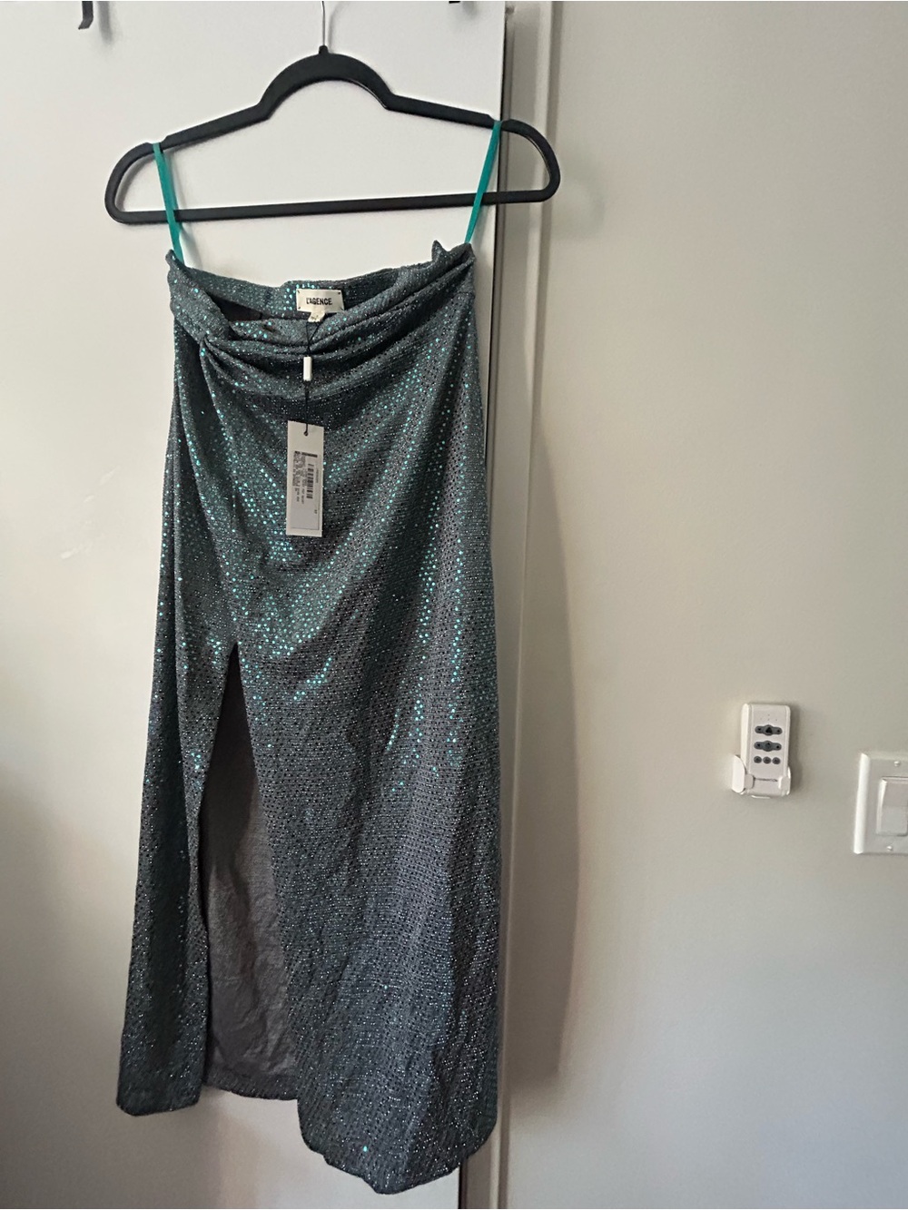 L’AGENCE LILOU twist front skirt in tropical teal - NWT - 2